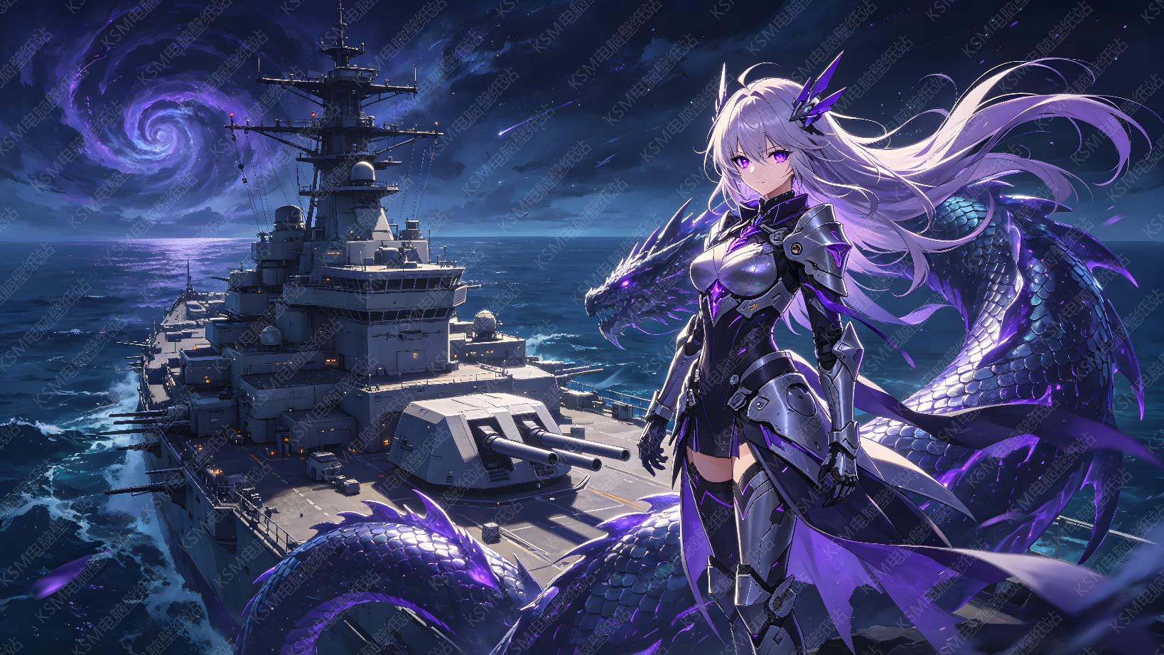 舰上紫发少女