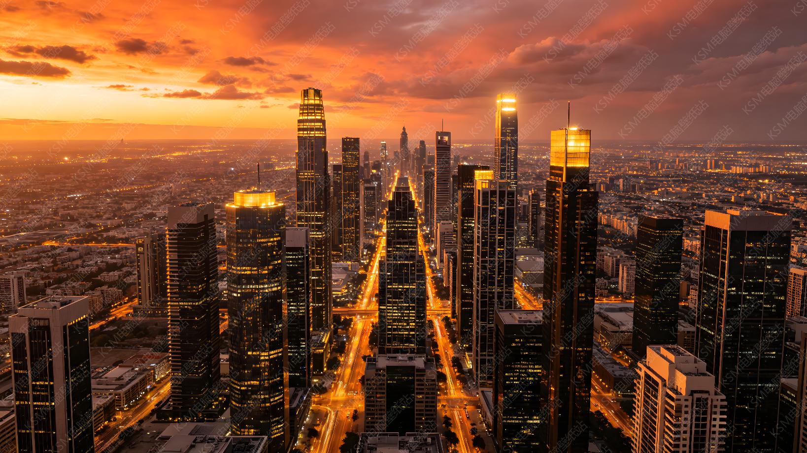 城市日落天际
