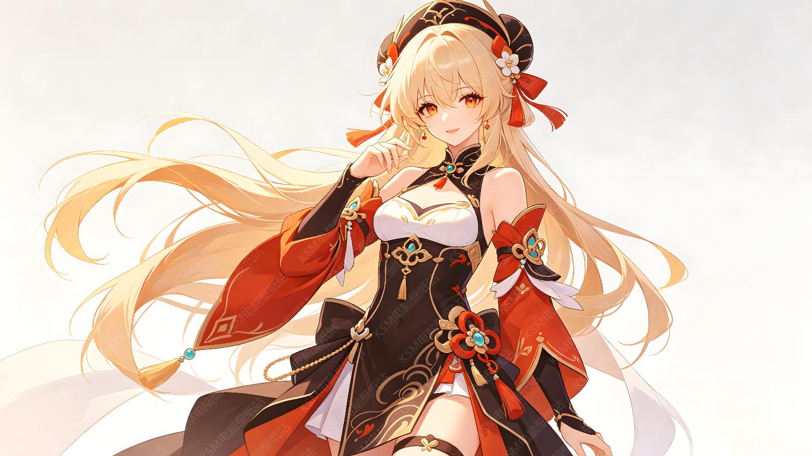橙发红装少女