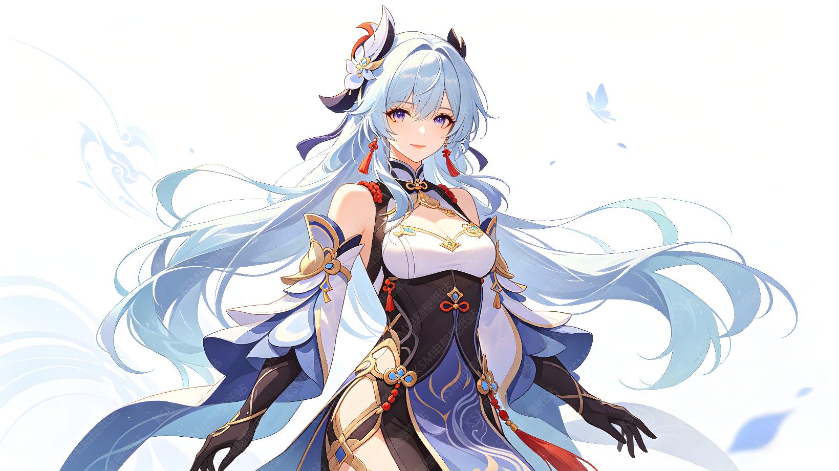蓝发战装少女