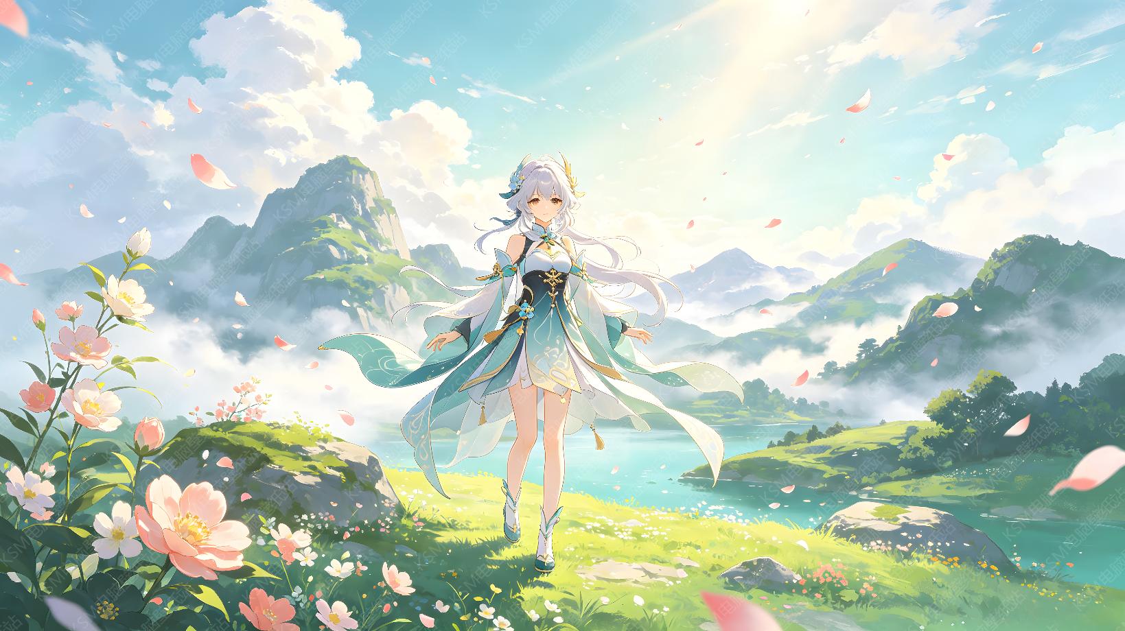 原野蓝衣少女