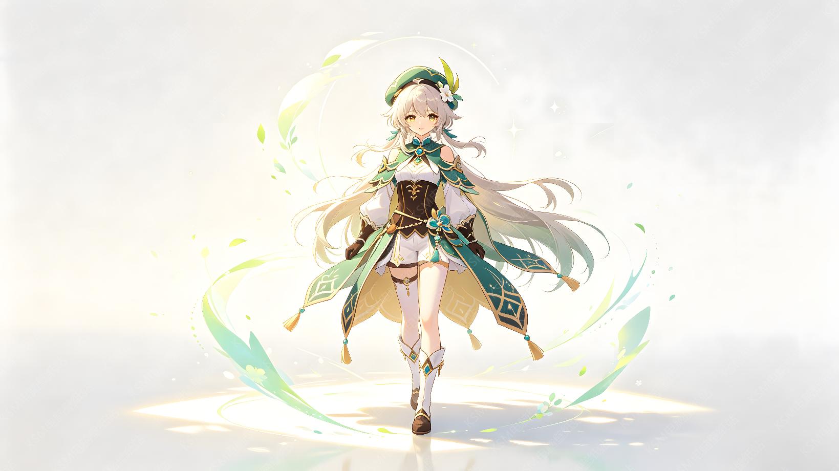 绿衣少女光影