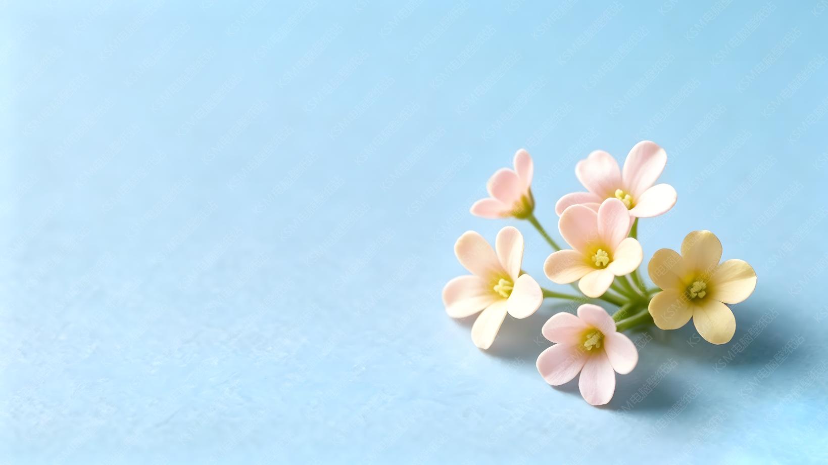 蓝底粉花