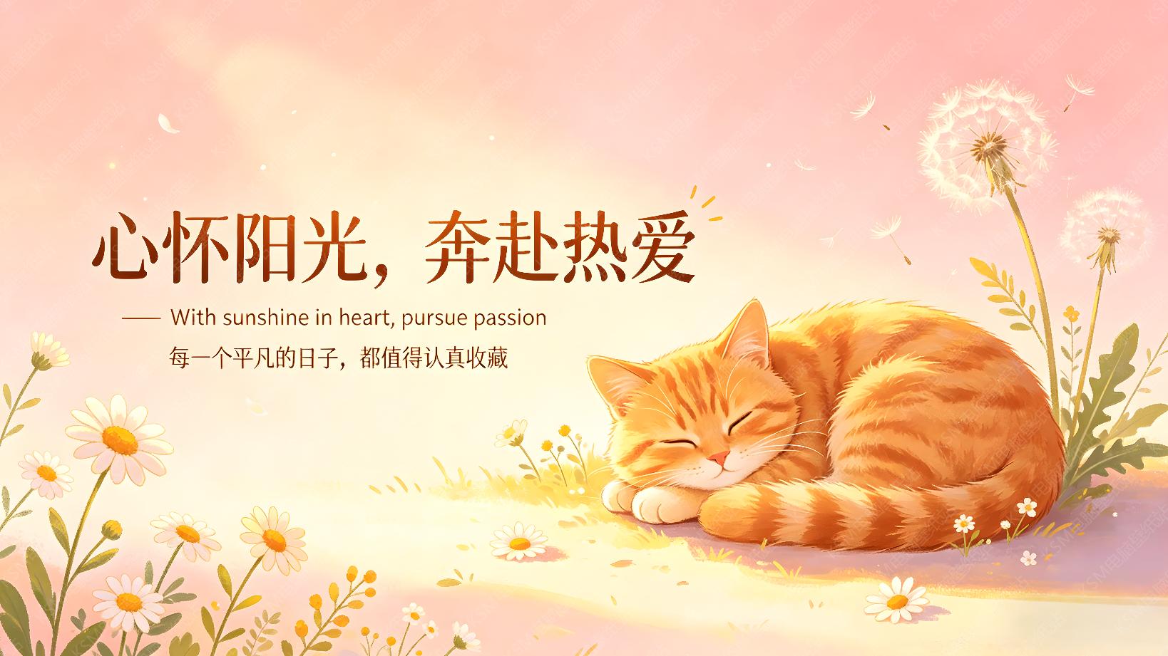 橘猫与花